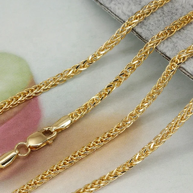 Xinfly Bulk Sale Trendy new design Pure real Chopin chain Clavicle solid 18K Yellow Gold Chain
