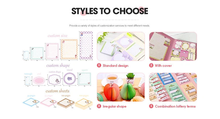 Customized Multiple Design Series Portable Korean Pet Sticker Sticky Note Memo Pad Sticky Note For Office School