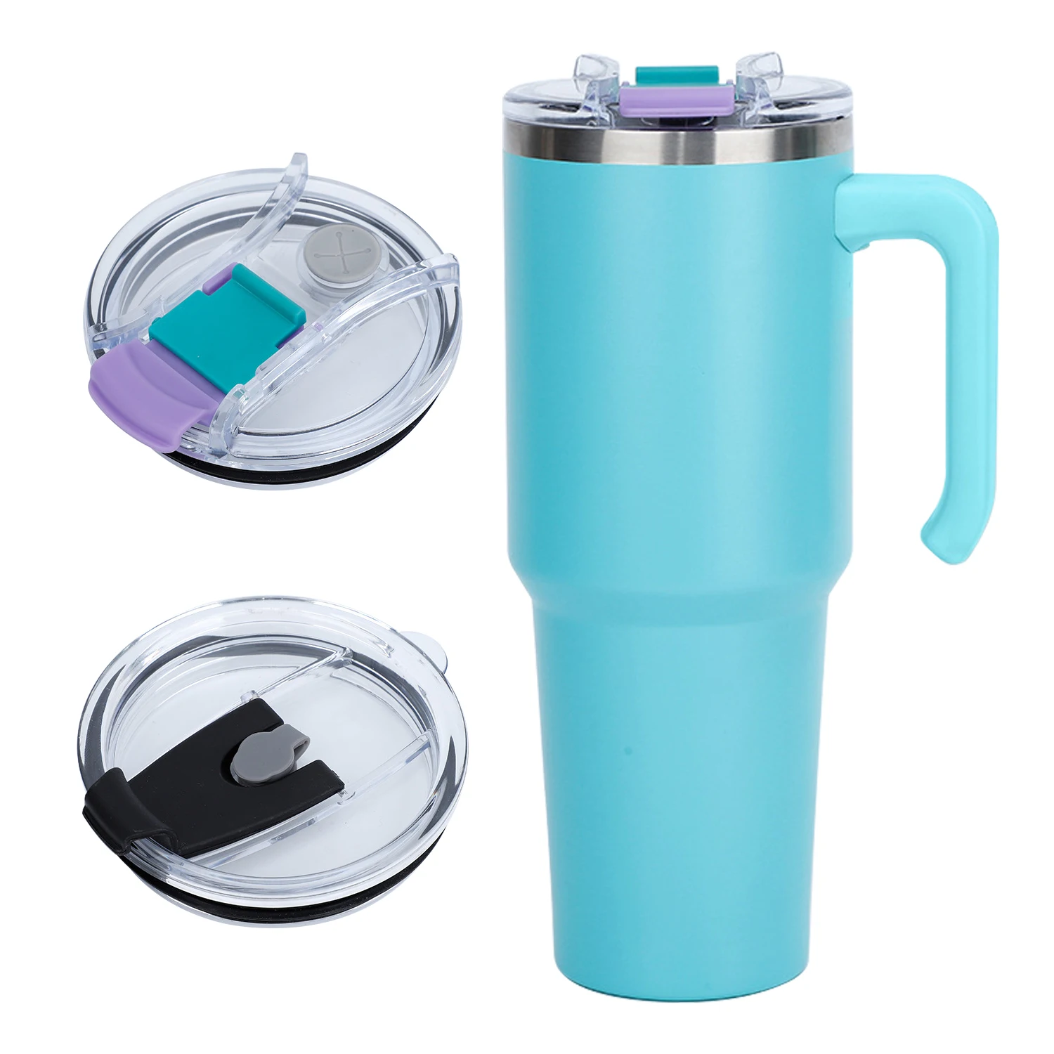 100% Leak Proof Vacuum Insulated Coffee Mug 40oz Tumbler with Handle Stainless Steel Travel Mug With 2-in-1 Straw And Sip Lid