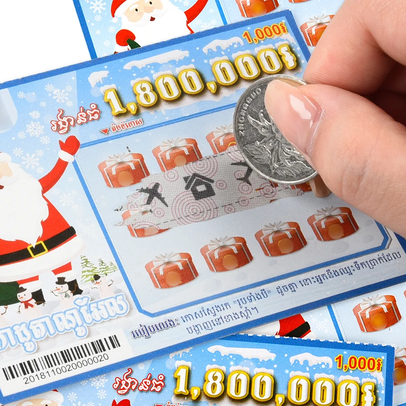 Data Variable Lottery Scratch Cards digital Printing Custom Black Core Paper Wholesale lottery scratch