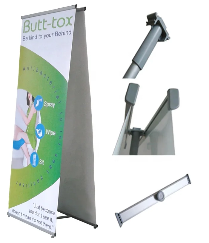 Double poster L shape display advertising banner stand