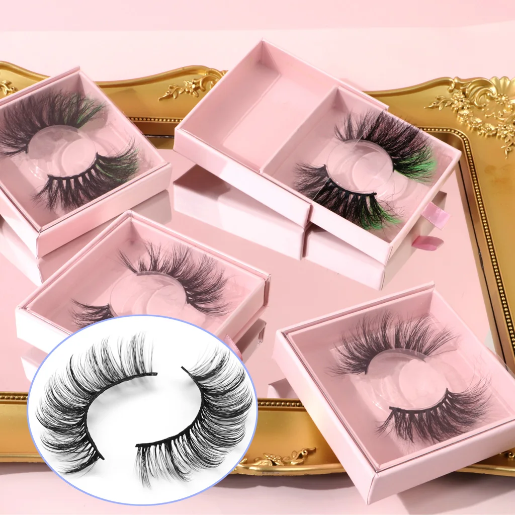 Free Sample cajitas lashes mit logo und box Light Pink Hard Russian Lash Eyes Box