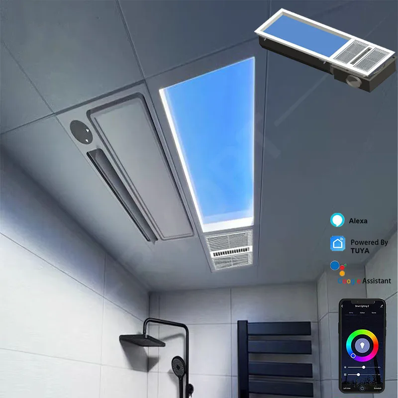 Led Artificial Skylight  Sunlight Blue Sky Lamp Tuya Smart Ceiling Kitchen Bedroom Master Ceiling Panel Light With Air Heater