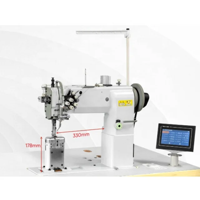 HUAMEI Hot sale  heavy duty double needle post bed design machine car seat cover sewing machine