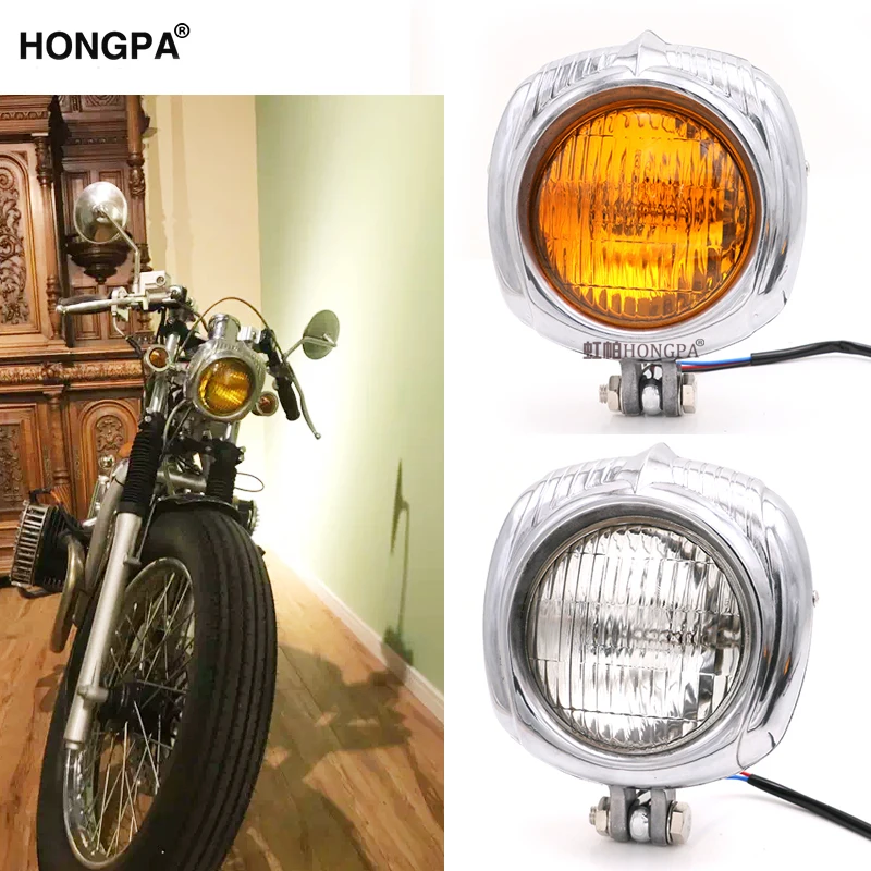 2019 New Retro Black / Chrome Motorcycle 12V Headlight For Harley CB CG Cafe Racer Chopper