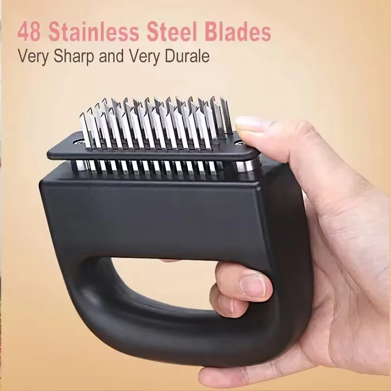 Hot Selling 48-Blade Stainless Steel Kitchen Manual Meat Tenderizer Punch Needle Hammer Steak Tool