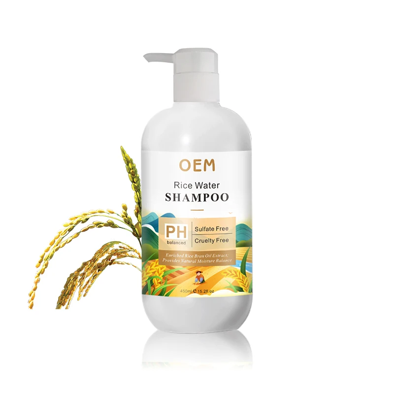 Hot Sale Private Label Hair Food Natural Hair Care Products Moisturizinf Dry Ends Deep Hydrating Rice Water Shampoo