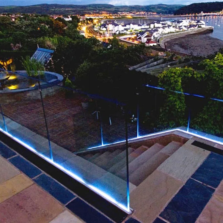 aluminium u profile channel winth led strip light for balcony glass baluatrades