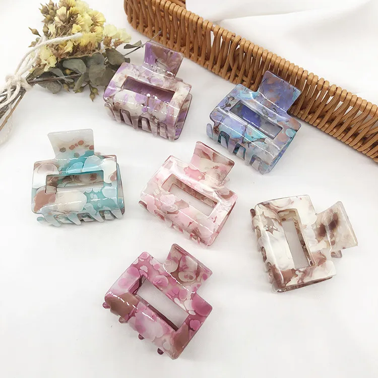 Оптовая продажа, женские корейские квадратные заколки для волос, 5 см
