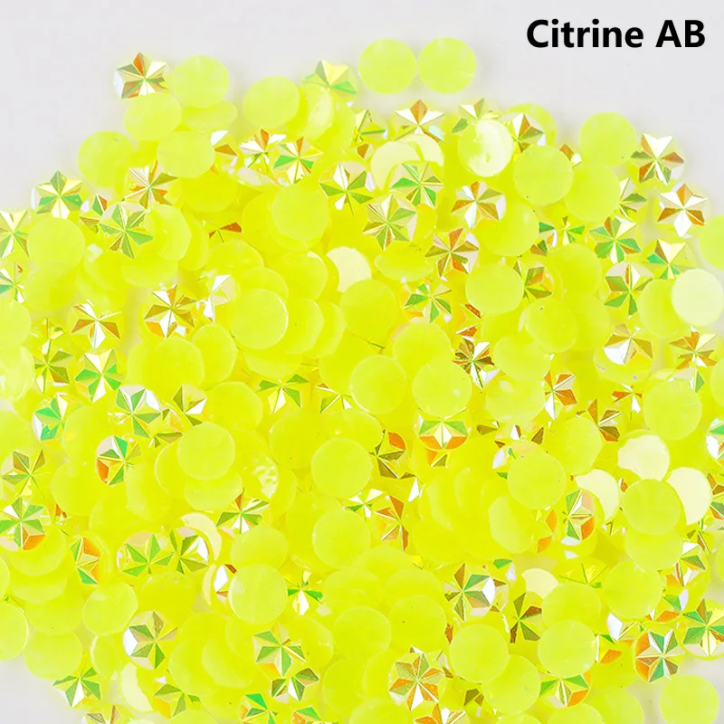 Factory Sales Jelly Bottom Ice Flowers Shape Round Strass Stones Flatback Resin AB Rhinestone For DIY Crafts Stick
