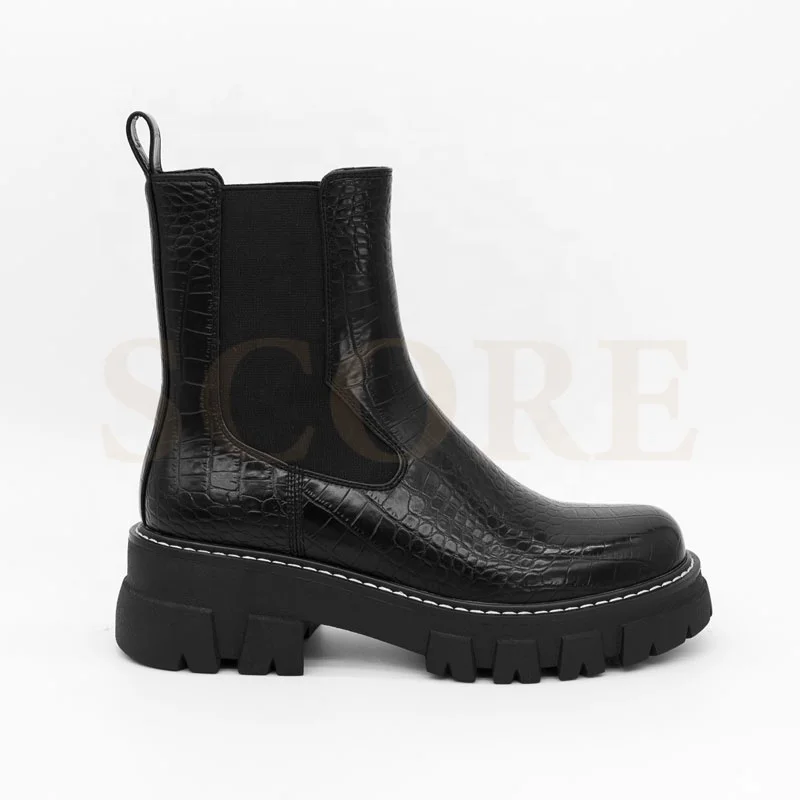 
2021 wholesale ladies winter ankle boots elastic side female casual branded combat boots 