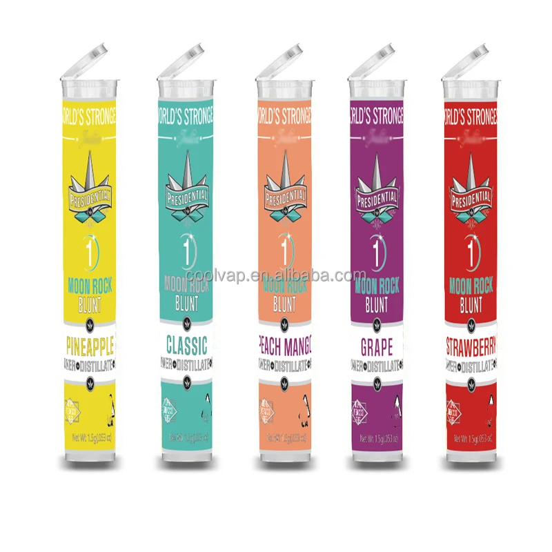 5 Designs Custom sticker PRESIDENTIAL Moonrock Preroll packaging pre roll blunt Plastic CR tubes