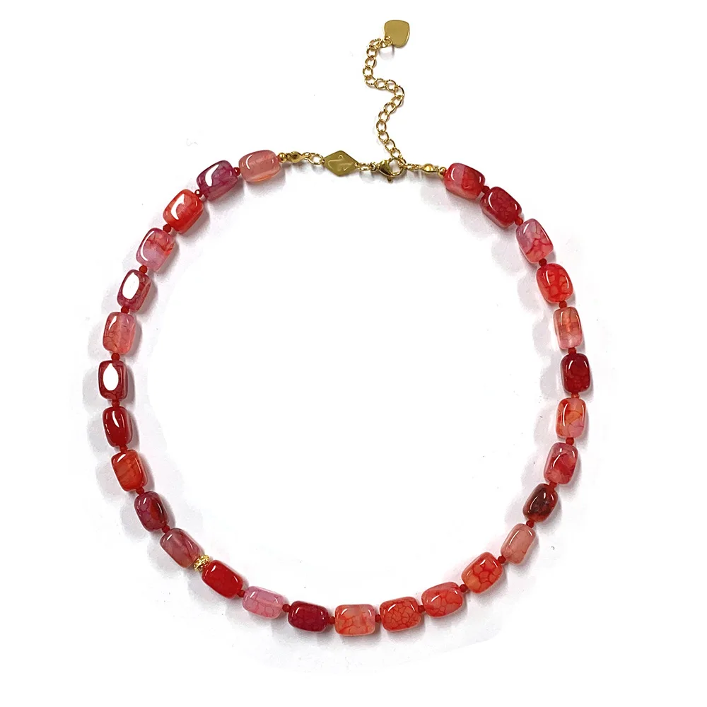 New Natural Stone Handmade Beaded Necklace Fashion Diy Natural Stone Custom Necklace