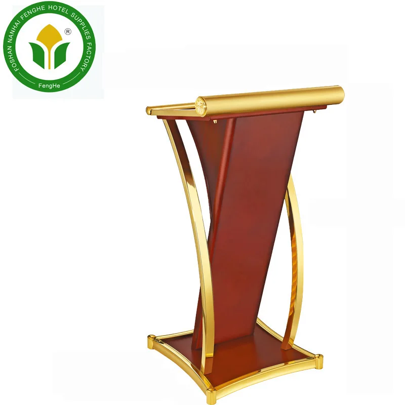 Hotel golden metal rostrum speech lectern church podium