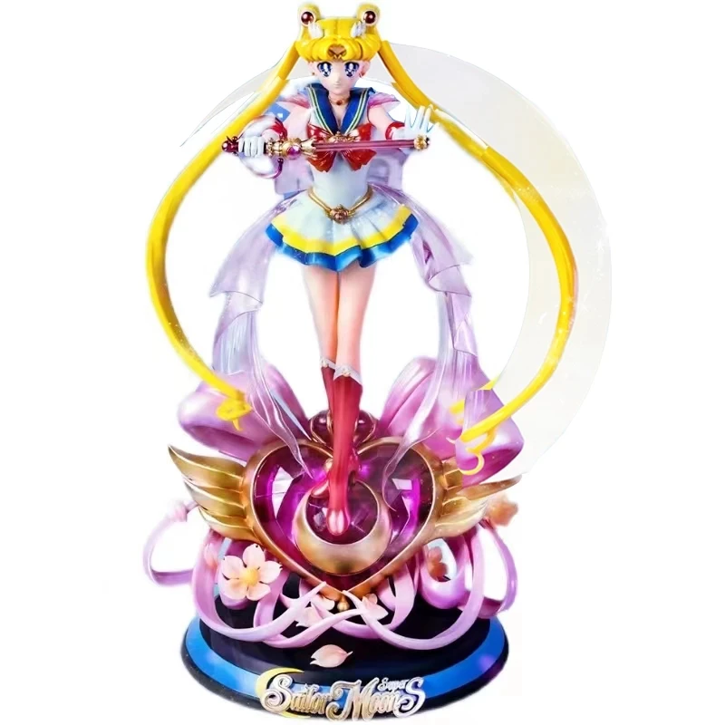 35cm anime GK Sailor Moon Mars Jupiter Tsukino Usagi Princess Serenity girl action figure with light PVC model toys