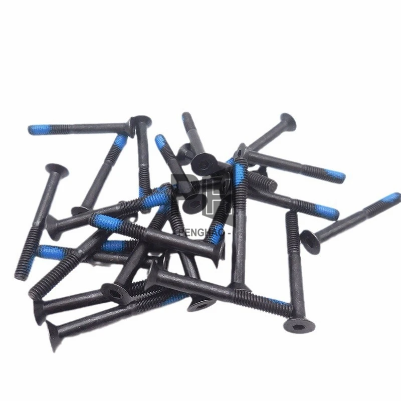 High-Strength Grade 8.8 Steel Countersunk Hex Socket Nylock Screw with Black Coating Partial Thread Anti-Loose Nylock Screw