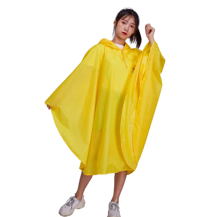 
High quality custom print reflective rain poncho yellow waterproof adult raincoat 