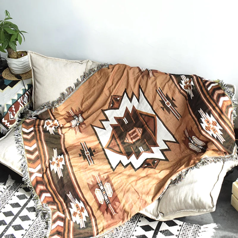 Monad Decor Indian Aztec Camel Boho Ethnic Custom Travel Camping Picknick Throw Blanket For Outside