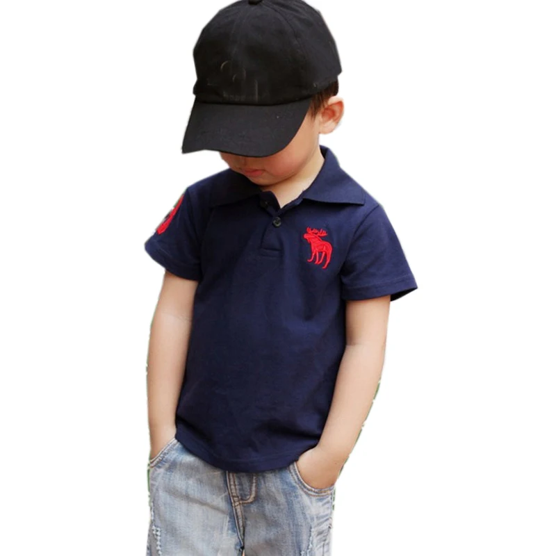Child Clothes Summer Cotton Short Sleeves Tops Sloid Color T-shirt Kids Boys Polo-shirts