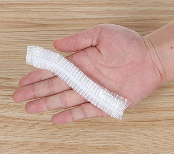 Factory Direct disposable PE shower cap plastic headgear beauty waterproof strip shower cap