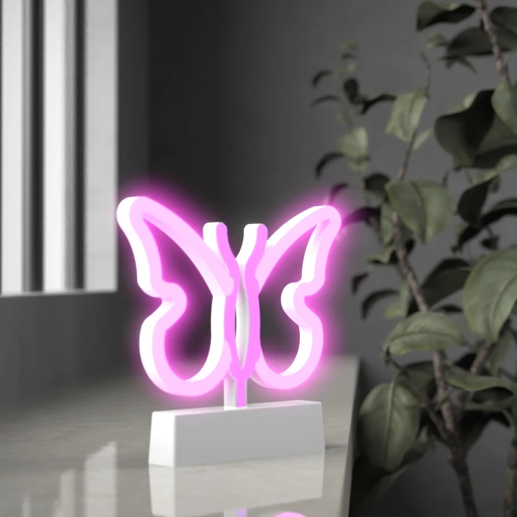 2021 supply pink led  neon tube lights popular butterfly light neon