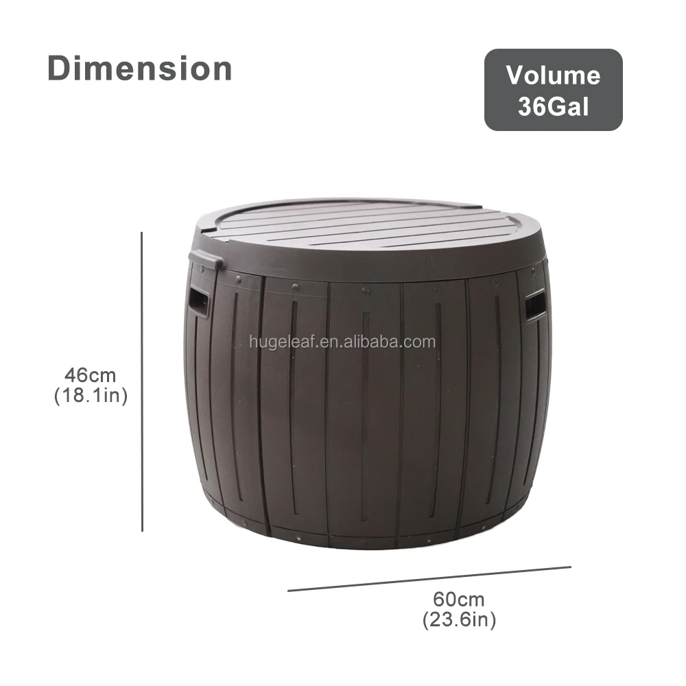 Garden Round Deck Box Double Thickened Backyard Storage Bin Outdoor Waterproof Plastic Storage Box