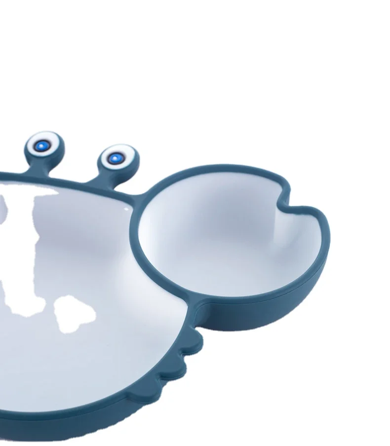 Silicone Baby Dining Plate Custom Logo Dinner Plato 100% Food Grade Plain Color Crab Plato With Cutlery Kit