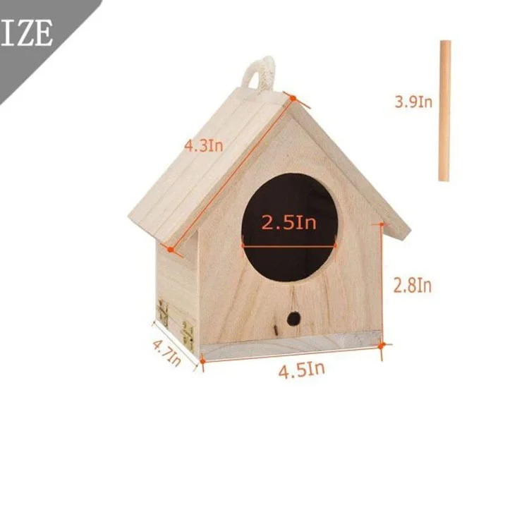 Creative wooden parrot living house bird nest idyllic bird cage feeder garden decoration pendant birdhouse aviary