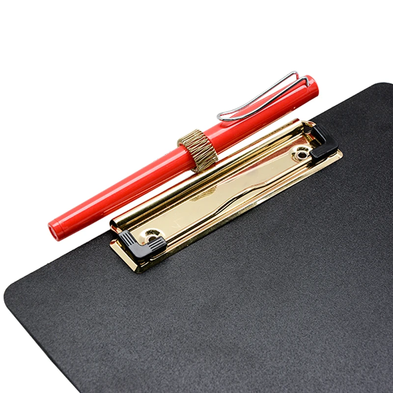 A4 Clipboard WITH pen holder gold metal clip pp foam single clipboard