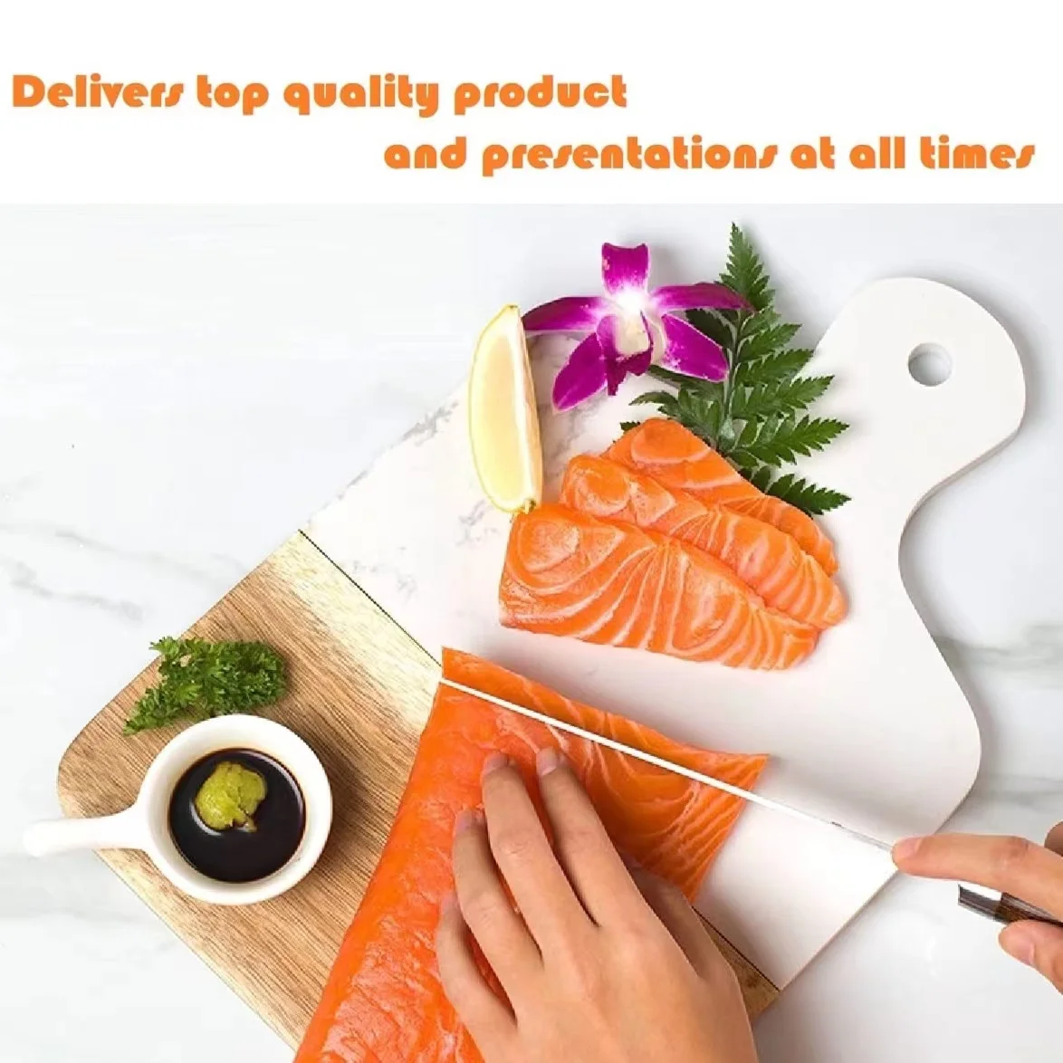 Hot Selling Cutting Board Serving Trays Durable Marble and Natural Wood Chopping Board for Bread Steak