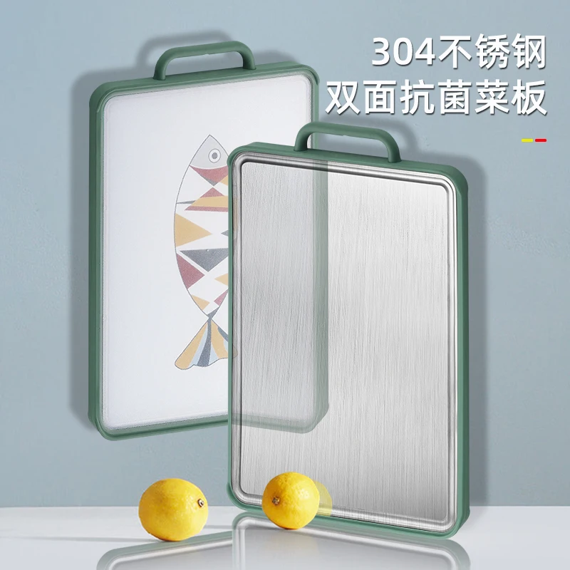 304 Stainless Steel and Plastic Chopping Board Kitchen Multi Functional Stainless Steel Double Sided Cutting Board