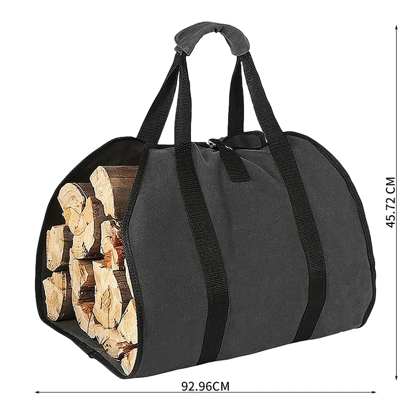 Large Canvas Log Tote Bag Indoor Fireplace Wood Frame Wood Stake Frame for Outdoor Tubular Birch Bracket