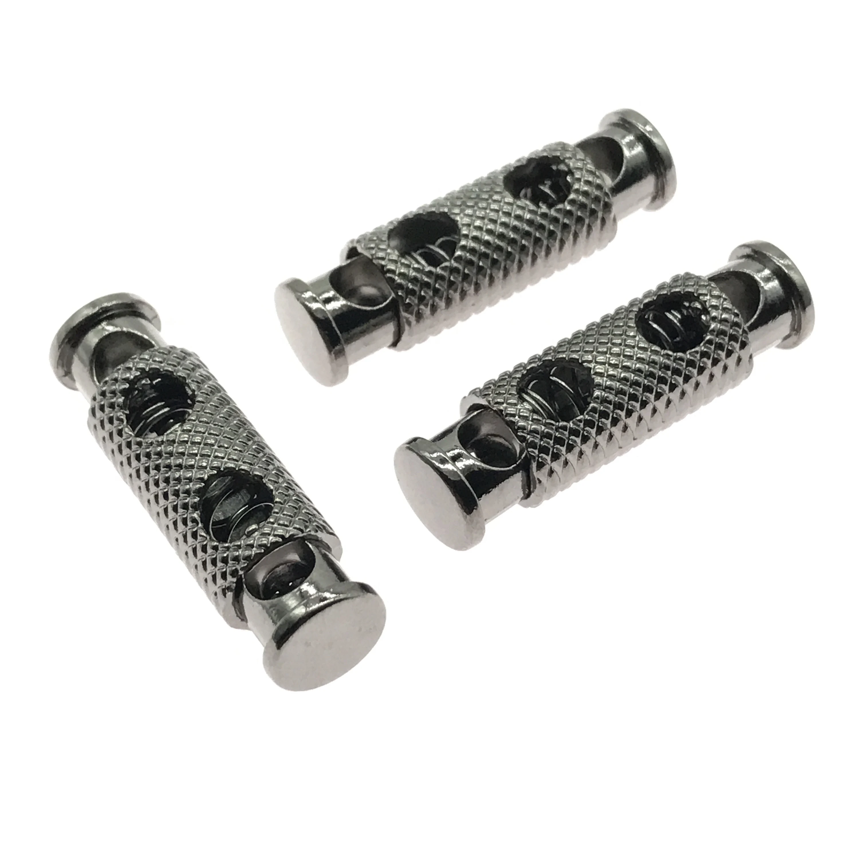 Fashion Customized Logo Black Drawstring Rope Lock Metal Cord Stopper