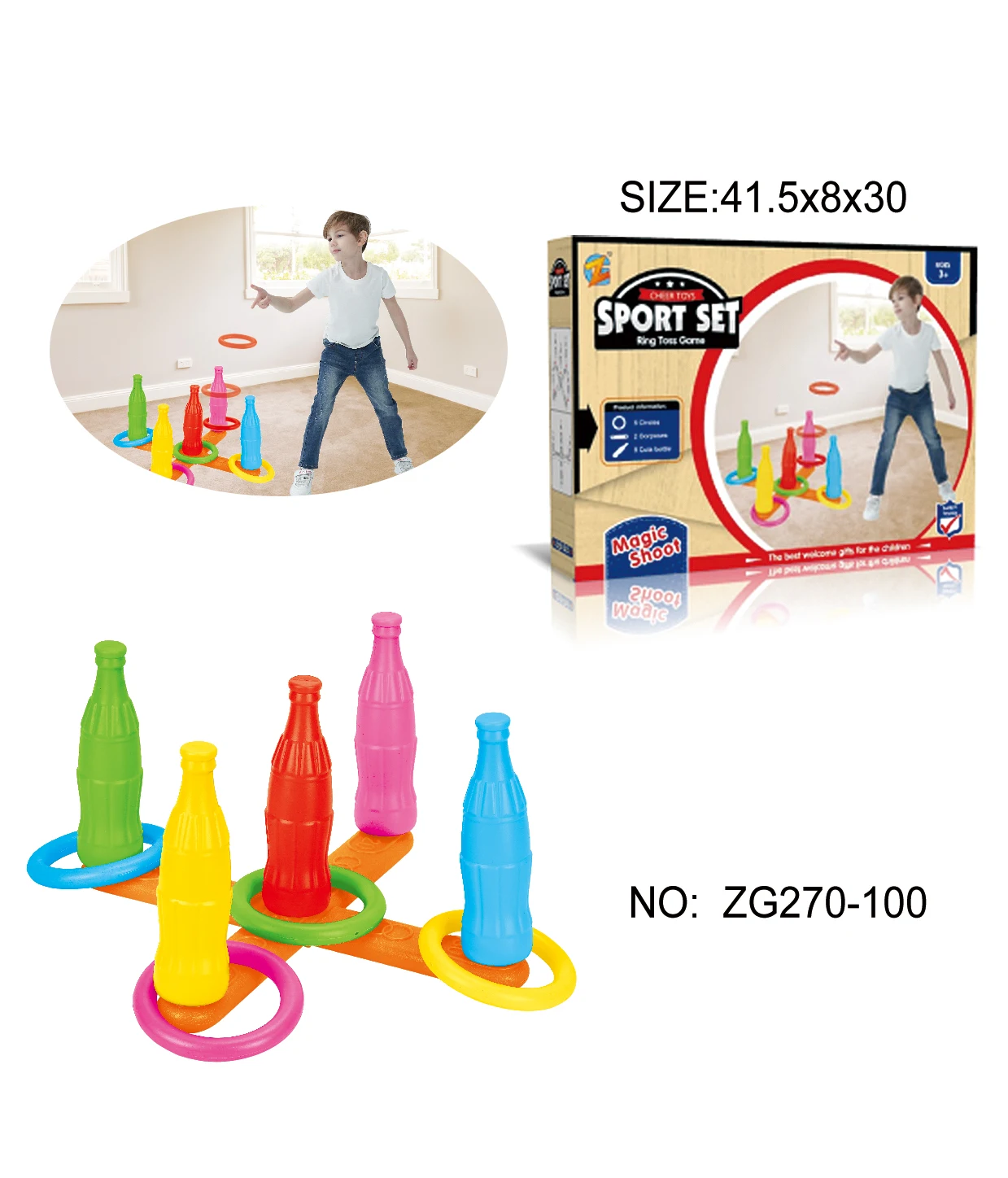 Factory wholesale outdoor toss game Sport 4 coke bottle ferrules ring toss shot game