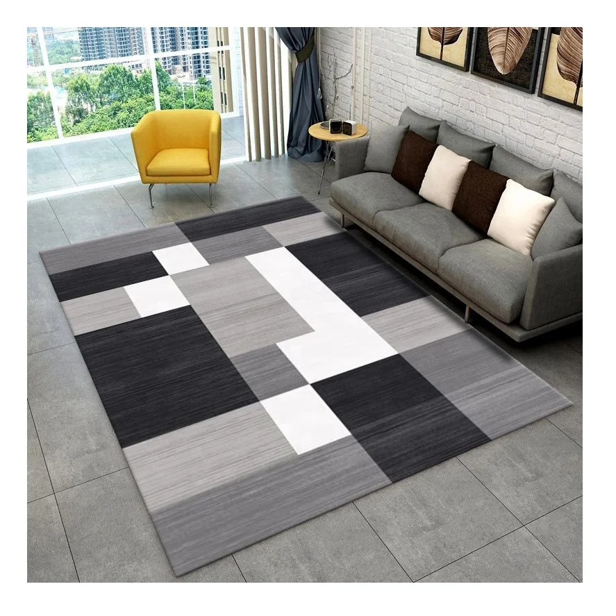Nordic Style Abstract Geometric Pattern Low Pile Rug Carpet Living Room Modern