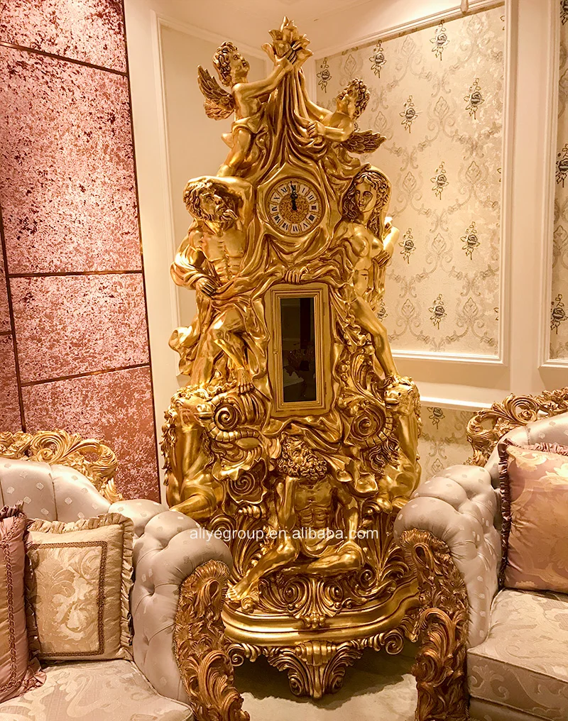 
AHS03-Antique 3 Meters Grandfather Clock, Luxury 24K Gold Copper Standing Clock 