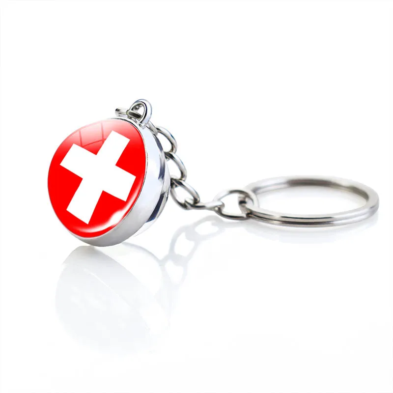 National Flag Key Chain Poland Czech Republic Slovakia Hungary Germany Austria Switzerland Liechtenstein Glass Ball Key Ring
