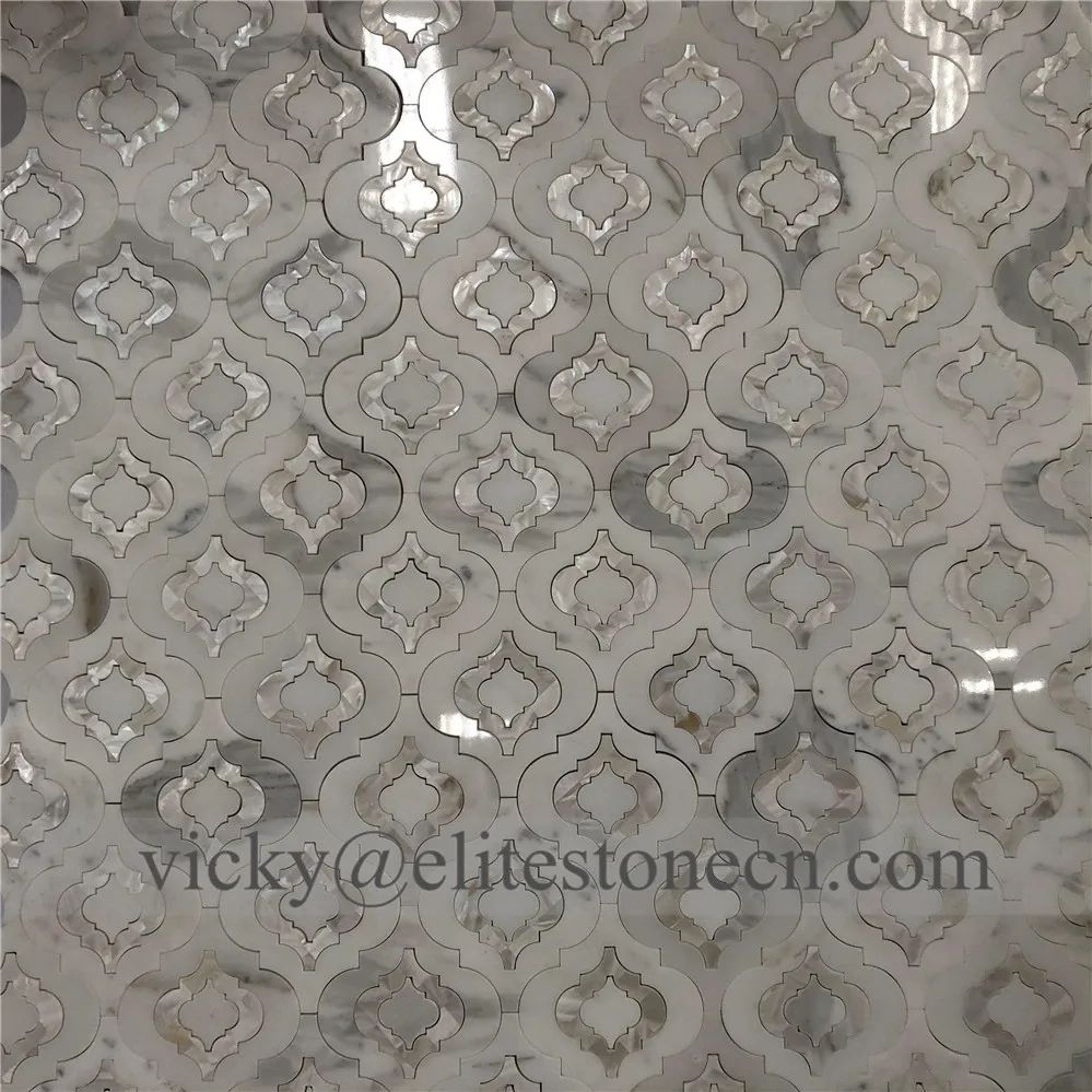 Colorize Chinese Foshan Style Wall Decor Marble Arabesque Lantern Mosaic Tile for Kitchen Backsplash