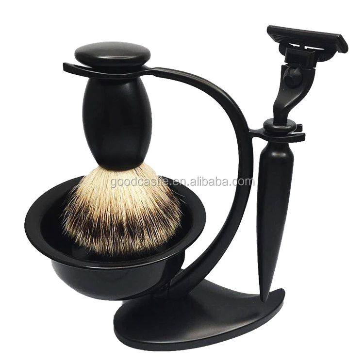The new black three-layer shaving  razor heart-shaped shaving stand with two kinds shaving bowl shaving kits for men