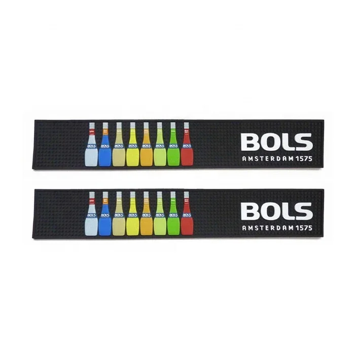 Customized Bacardi Pvc Bar Mat Rubber Runner Drip Non-Slip Silicone Counter Mat With Logo
