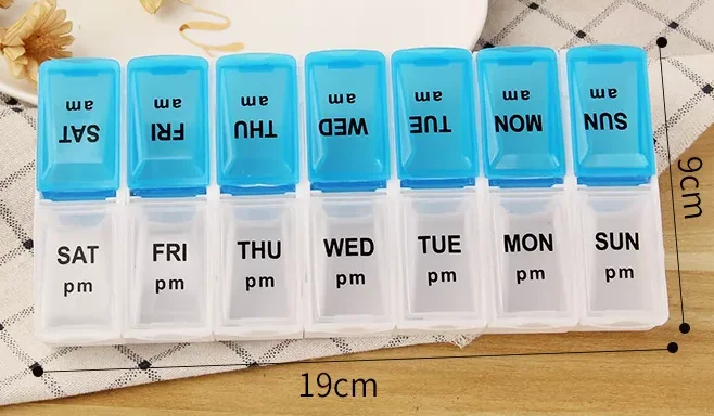 Customizable pill storage cases double-row box for capsules and pills 14days