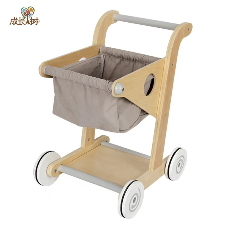 2022 Hot Selling Cute Wooden Home Shopping Cart  New Design High Quality Boys Girls Simulation Role Playing Toys (1600081106656)