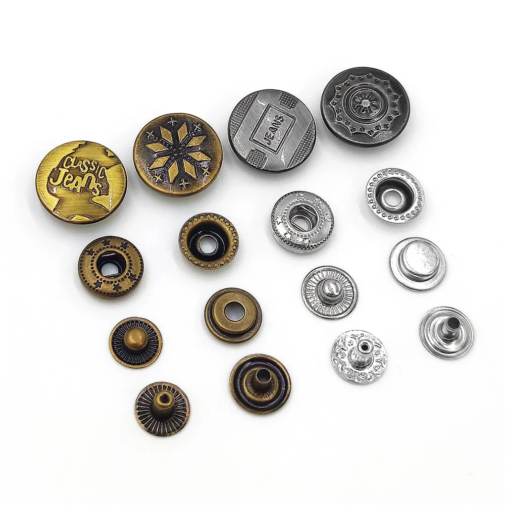 Декоративные чехлы с логотипом на заказ железная застежка четыре части пресс латунь металлический логотип индивидуальная куртка кнопка для одежды