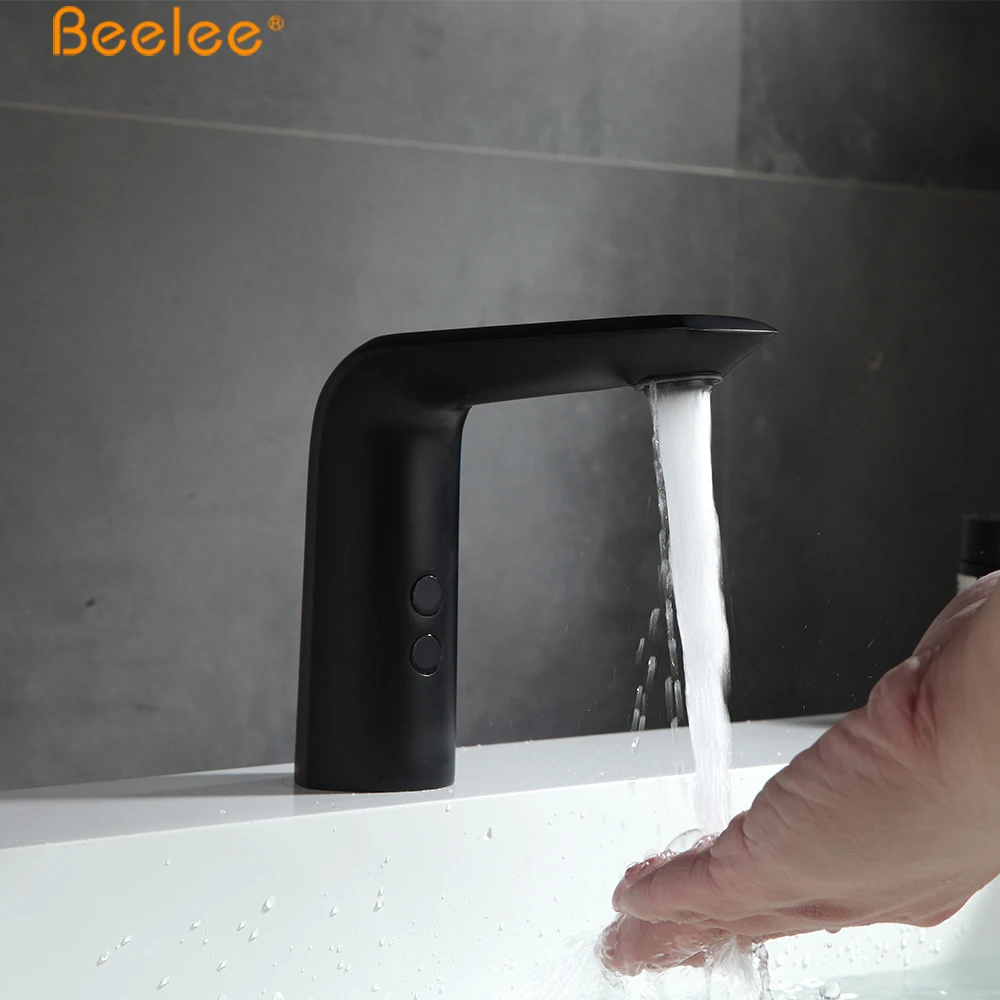 Beelee Bathroom Black Infrared Sensor Faucet Smart Automatic Tap