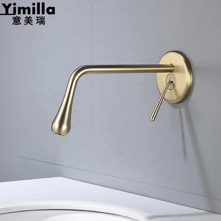 Luxurious golden wall-in basin faucet mixer brass polished gold faucet basin taps