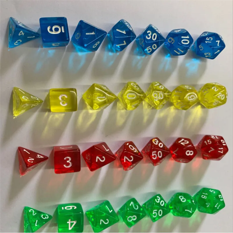 5Color lot Mixed Color D10 Ten Sided Gem Transparent Dice For RPG For DDG Set of 10 Dice Playing Games