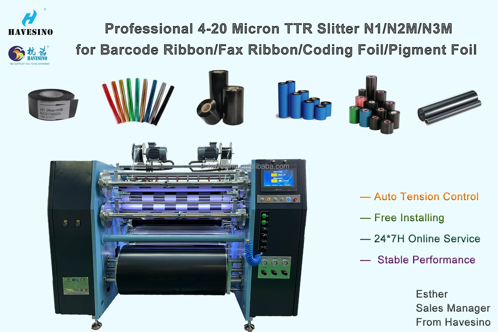 Direct Thermal Barcode Ribbon Thermal Transfer Ribbon Slitting Machine Trusted Supplier TTR Slitting Machine Wax Ribbon Slitter