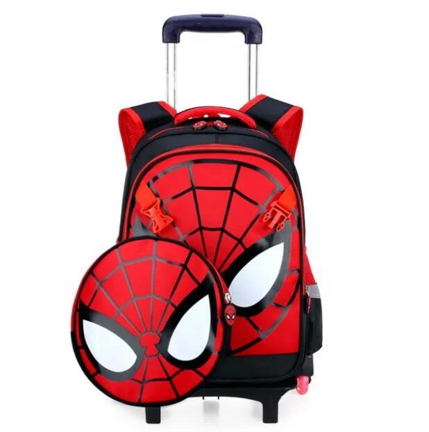 Amazon hot selling trolley bag printed with spiderman for school  boys kids