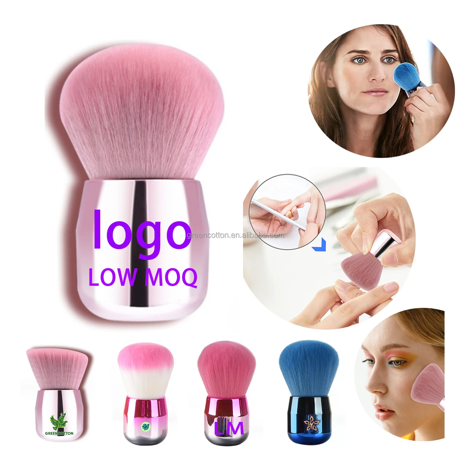 Pink Custom Logo Private Label Dust Brush Mushroom Shape Acrylic Powder Remover Cleaning Tool Nail Dust Brush