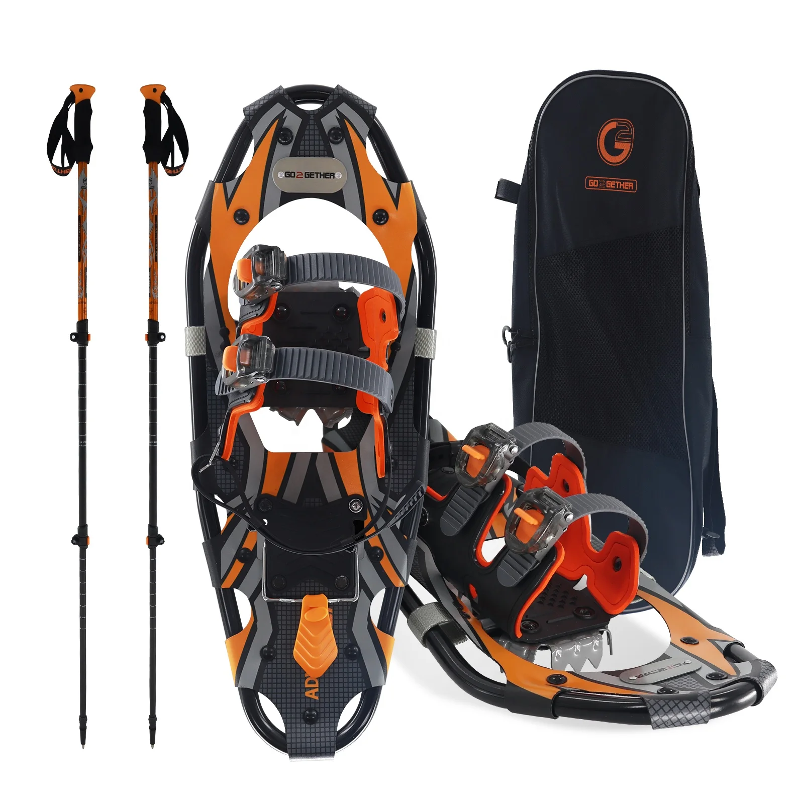 
Aluminum Alloy Frame Manganese Crampon Snowshoes With Poles With Carry Bag 